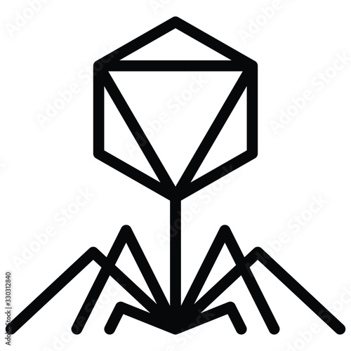 Bacteriophage virus vector illustration, line style icon