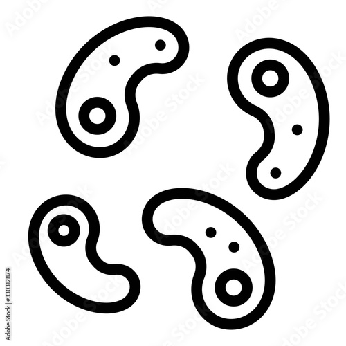 Amoeba or Bacteria vector illustration, line style icon