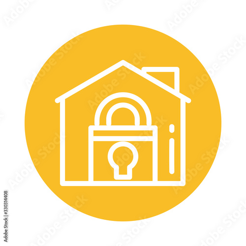 house with padlock, block and flat style icon