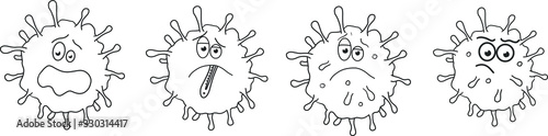 Covid-19 Coronavirus Flu virus bacterium Sars-Cov-2 sickness illness disease sign symbol icon hand drawn vector illustration graphic scribble drawing sketches