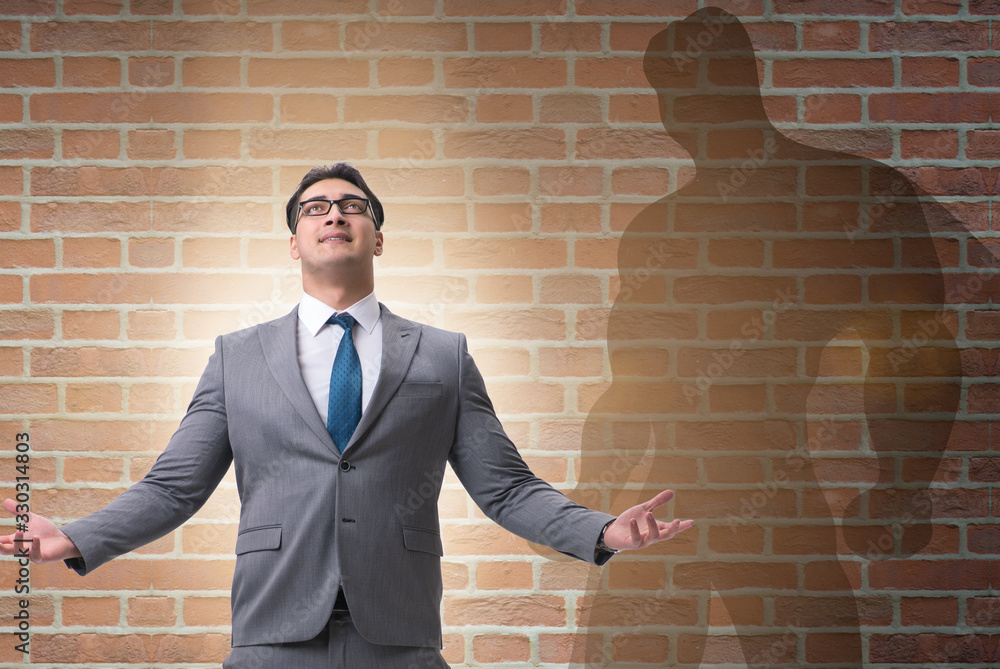 Businessman with aspiration of becoming superhero Businessman with aspiration of becoming superhero