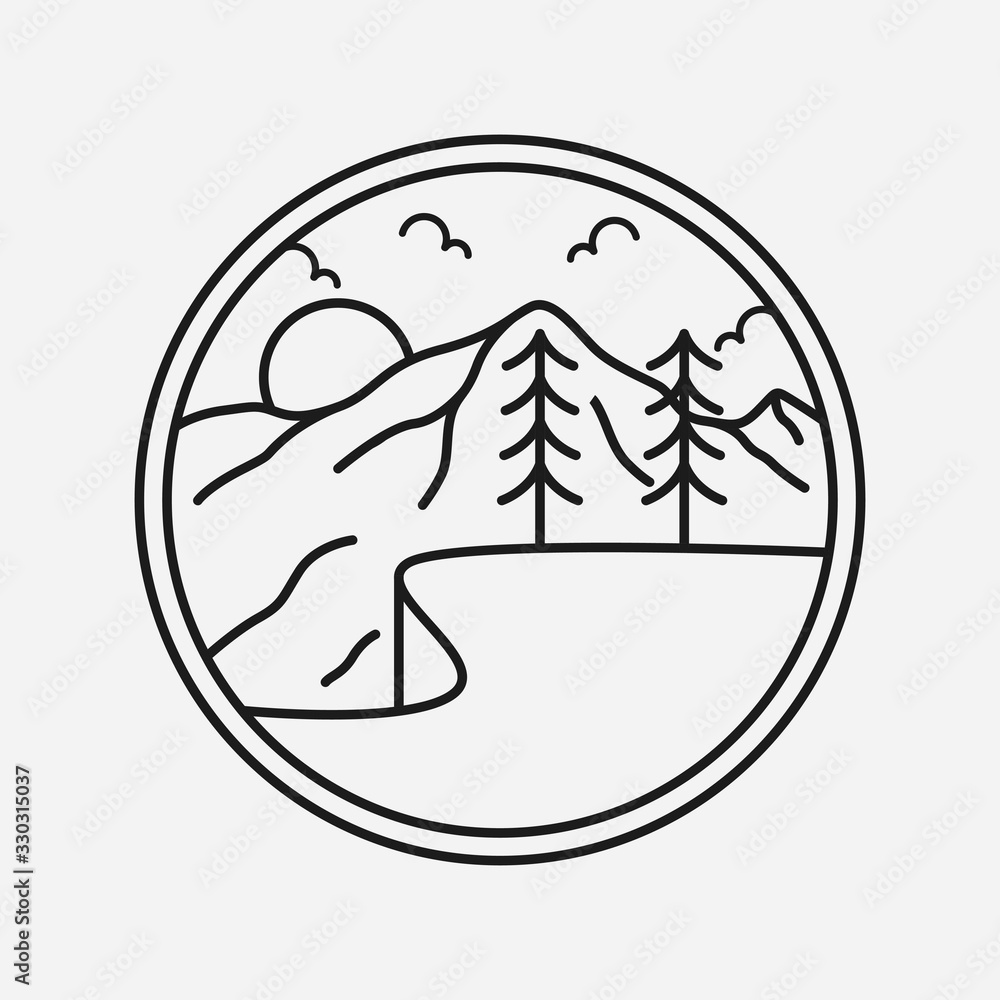 simple logo badge mountain design, for t-shirt prints, patches, emblems, posters, badges and labels and other uses simple logo badge mountain design, for t-shirt prints, patches, emblems, posters, badges and labels and other uses