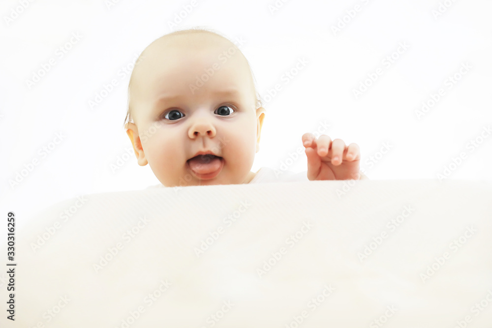 Baby and emotions. Little baby and place for text. Baby and emotions. Little baby and place for text.