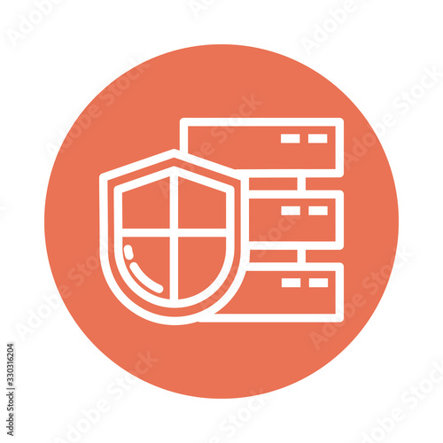 shield with database, block and flat style icon