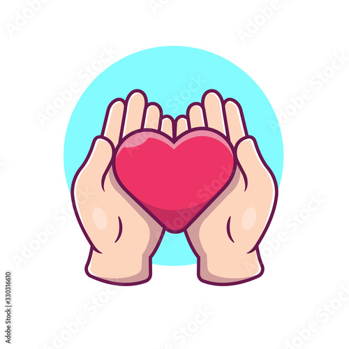 Hand With Love Vector Icon Illustration. Love Symbol Gesture, Love Icon Concept White Isolated. Flat Cartoon Style Suitable for Web Landing Page, Banner, Sticker, Background