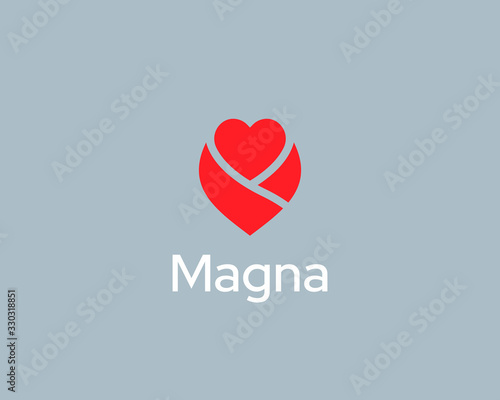 Abstract heart flower logo icon design modern minimal style illustration. Gift care baby vector emblem sign symbol mark logotype