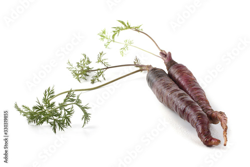 Violet carrots and leaves