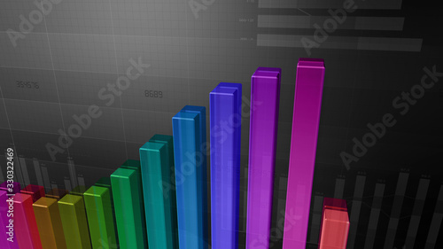 Business Economy Data Graph Chart Bar Growth Success 3D illustration background