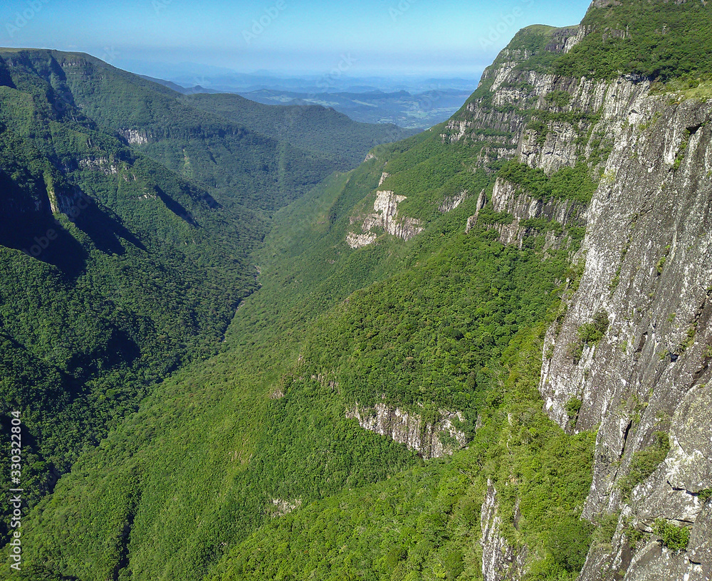 Overview of a huge canyon placed on the south of Brazil. Rio GRande do Sul state.