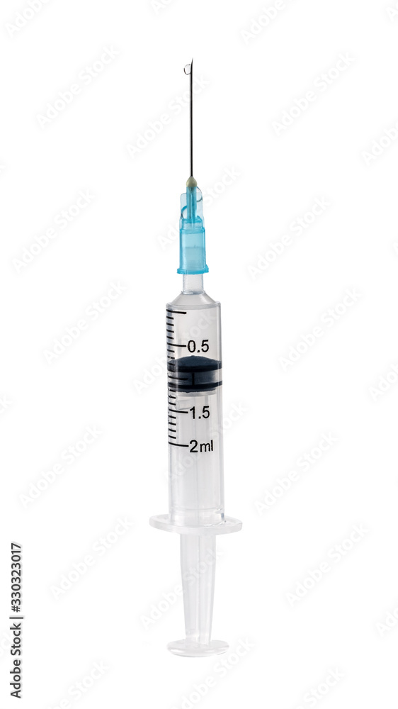 Standard design single use syringe isolated on white background Standard design single use syringe isolated on white background