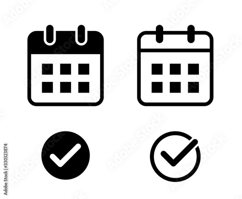 カレンダーとチェックマークのアイコンセット