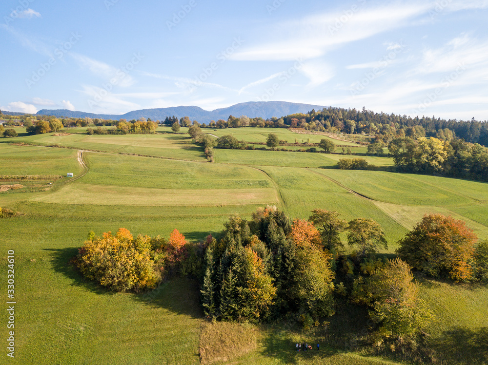 Campi coltivati verdi altopiano, Alto-Adige, Italia