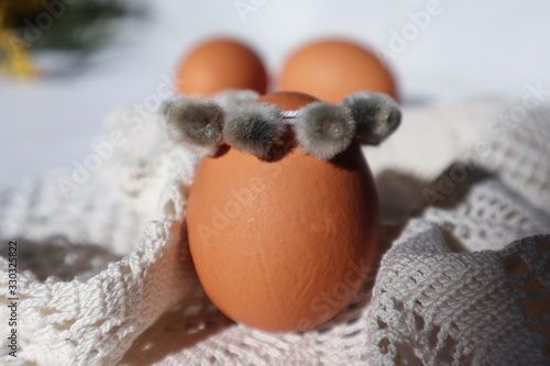 Egg in an openwork napkin