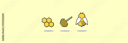 simple cute bee and honey illustration with beautiful colors
