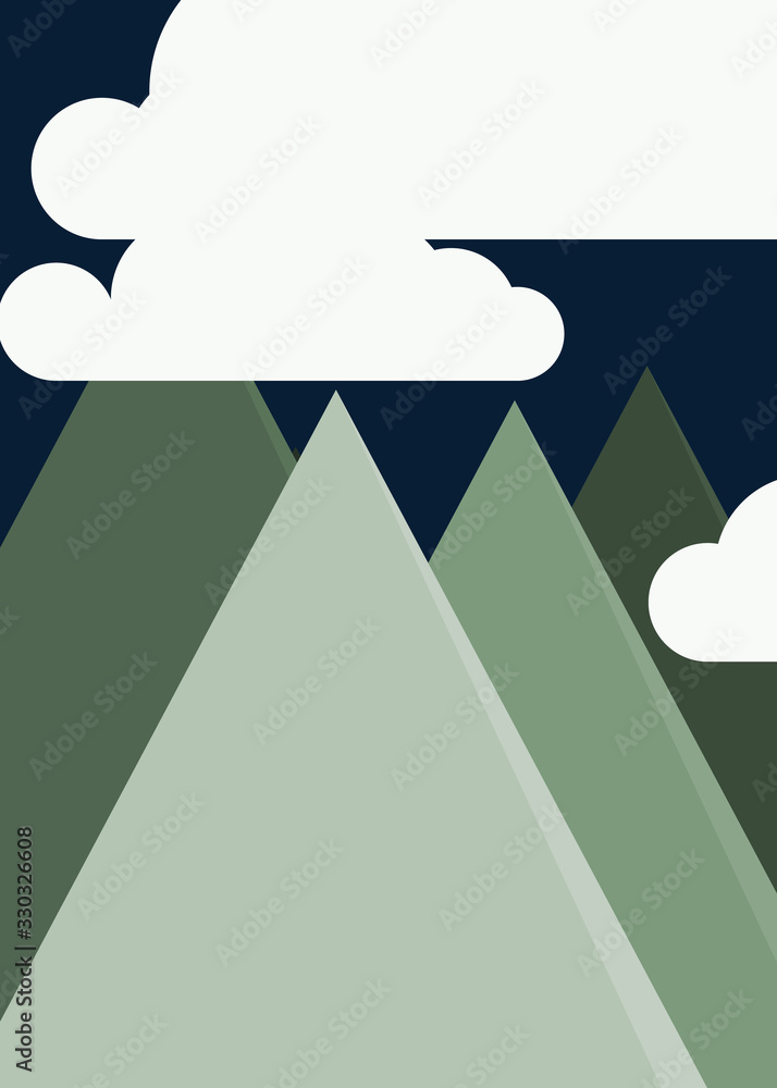 Fototapeta premium Mountains Panorame Abstract Random Placed Generative Art background illustration