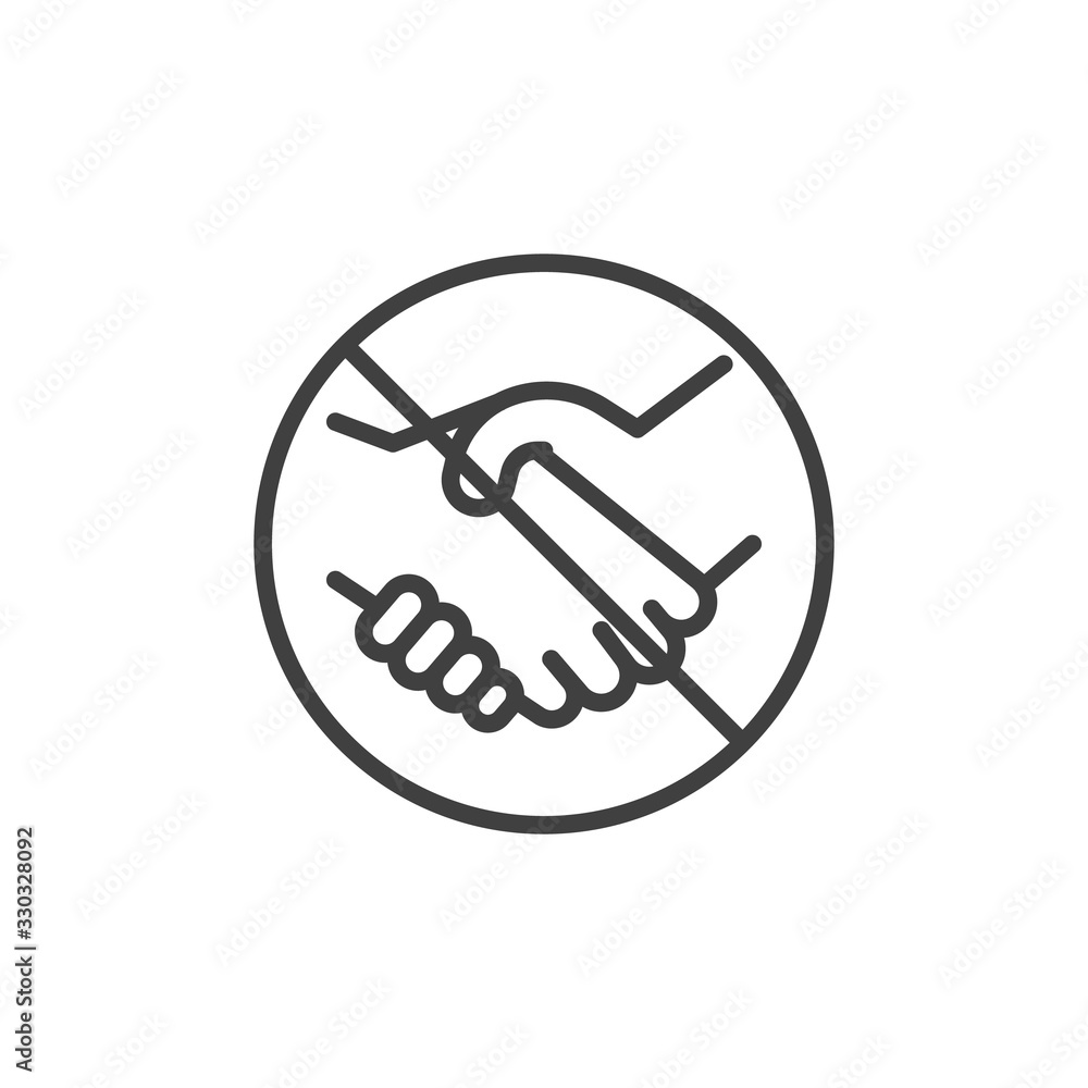 No handshake line icon. Handshake ban linear style sign for mobile ...