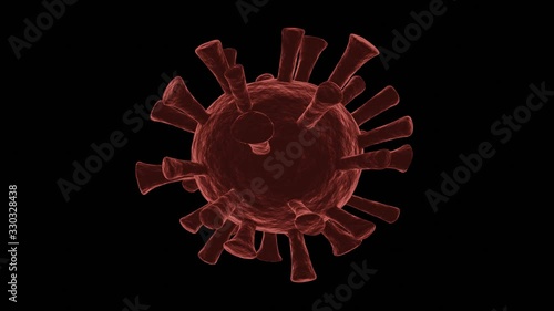 3D rotating model Coronavirus Covid-19 virus red color with black background, Full Hd 50fps video