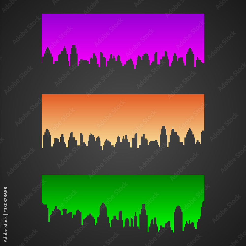 Сreative banner design with cut out cityscape silhouette