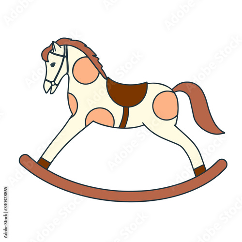 Rocking horse for children. Isolated on a white background. Vector