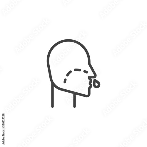 Runny nose line icon. linear style sign for mobile concept and web design. Coronavirus symptom, runny nose outline vector icon. Symbol, logo illustration. Vector graphics
