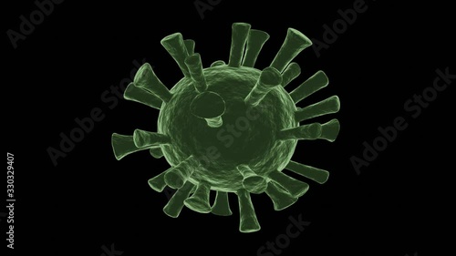 3D rotating model Coronavirus Covid-19 virus green color with black background, Full Hd 50fps video