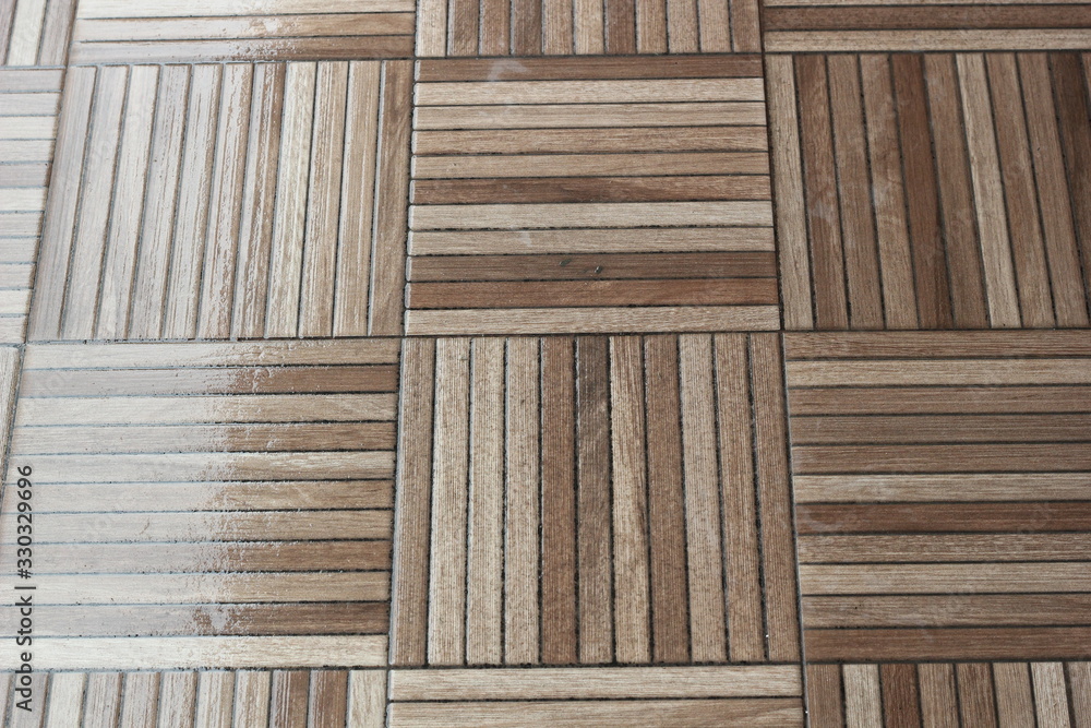 The pattern of the wood flooring is the stripes. The pattern of the wood flooring is the stripes.