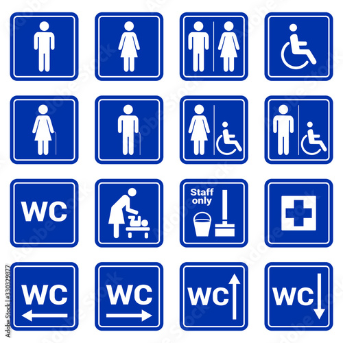 Ikony WC, znaki, ikony, hydraulika, piktogram