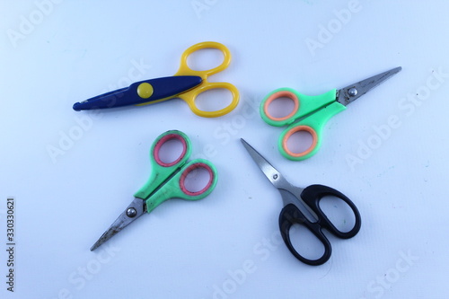 Colorful Scissors For Cut Paper On White Background