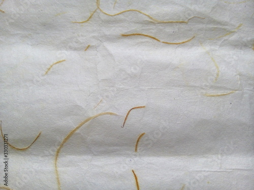 Wrinkled white paper textured background. Mulberry paper. Rice paper texture.