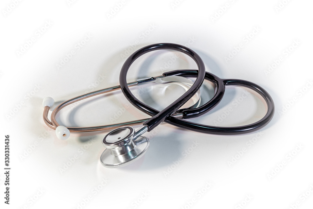 Fototapeta premium Medical stethoscope on white background.