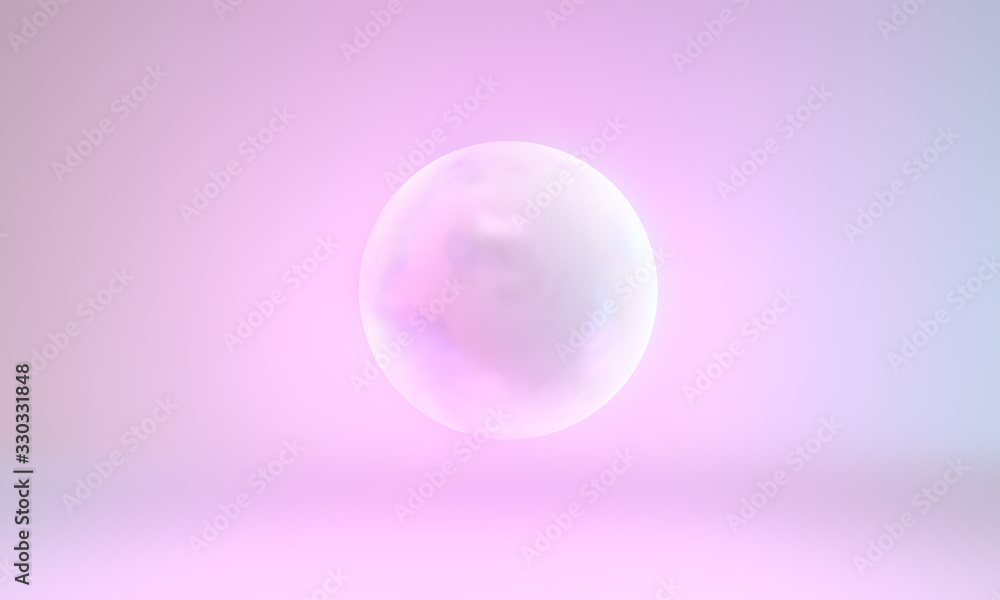 Pearlescent 3d sphere with iridescent texture on pastel background looks like flying pearl in vaporwave style Pearlescent 3d sphere with iridescent texture on pastel background looks like flying pearl in vaporwave style
