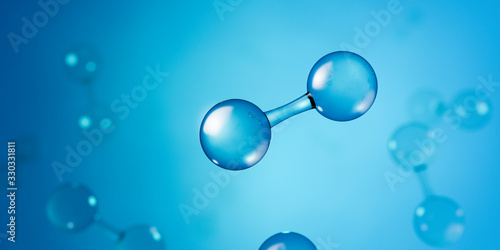 Stilisierte Wasserstoff-Moleküle in blauem Hintergrund D