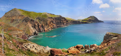 Scenic coast landscape panorama Madeira Portugal island 