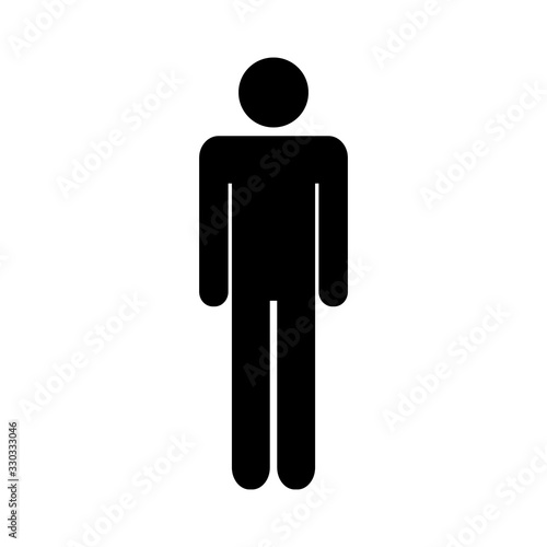 Man flat icon standing silhouette. Male sign, silhouette, symbol, person vector isolated on white