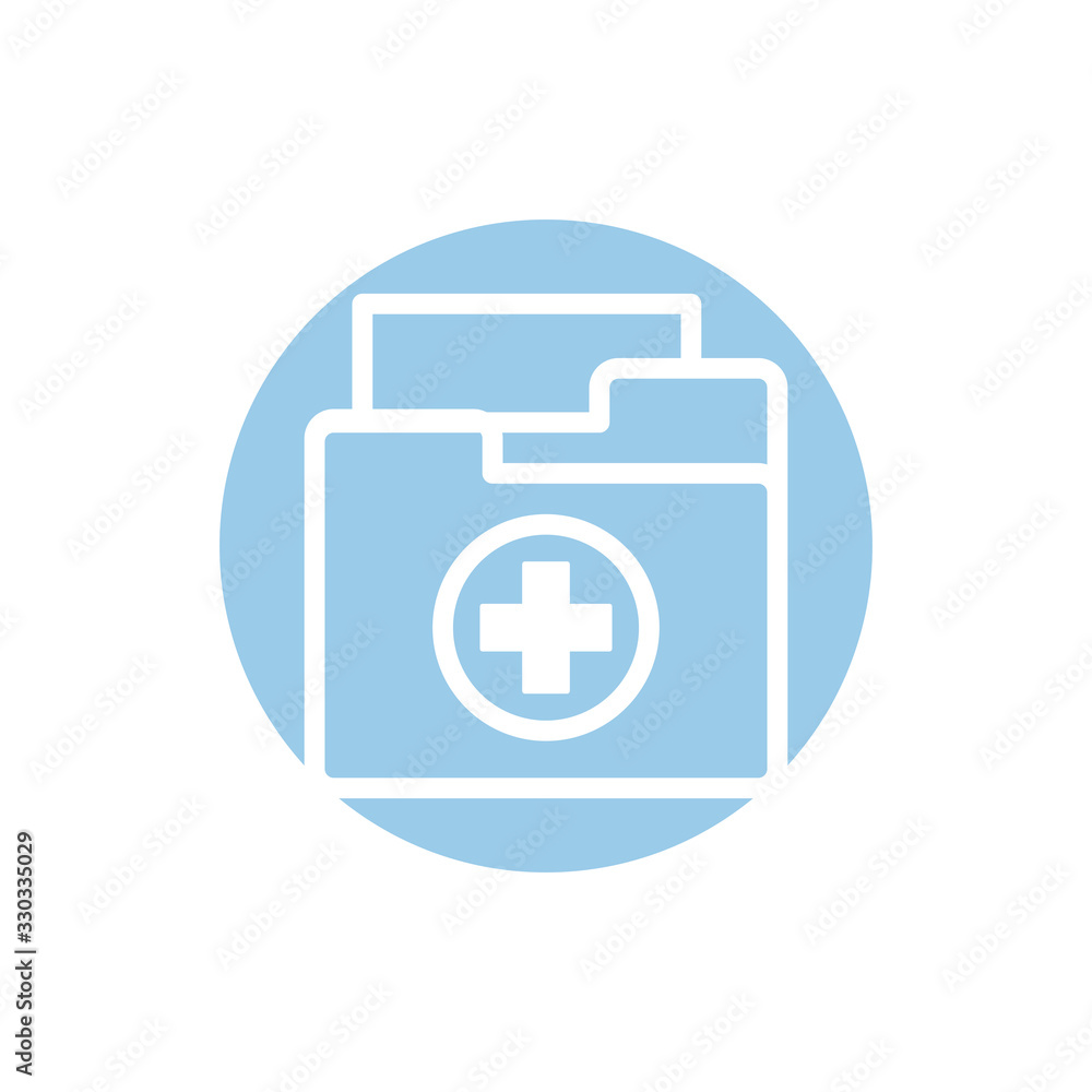 medical cross in folder documents block style medical cross in folder documents block style