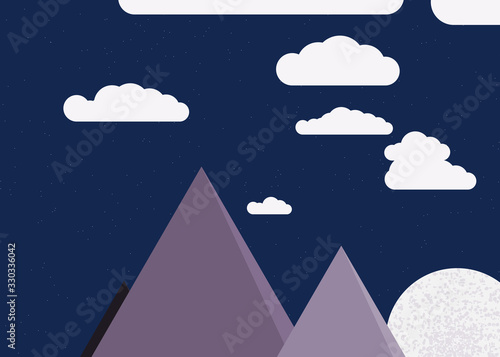 Mountains Panorame Abstract Random Placed Generative Art background illustration