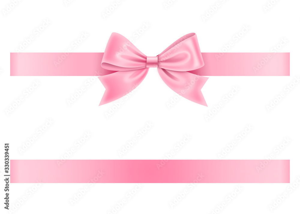 Pink Ribbon Bow Isolated On White Background Stock Photo