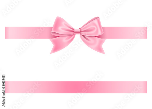 Murais de parede pink ribbon and bow isolated on white background