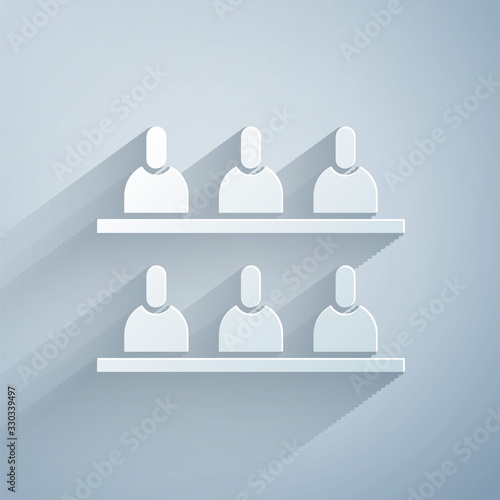 Paper cut Jurors icon isolated on grey background. Paper art style. Vector Illustration