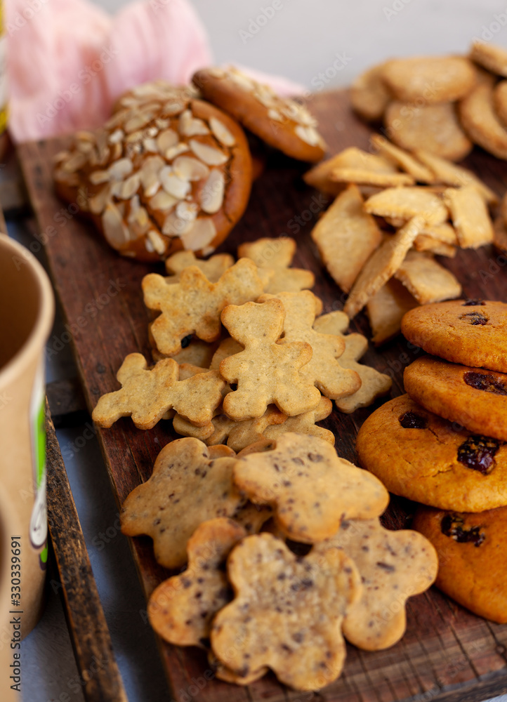 Homemade cookies on the table. Baking background. Food, cooking, flour products. Homemade cookies on the table. Baking background. Food, cooking, flour products.