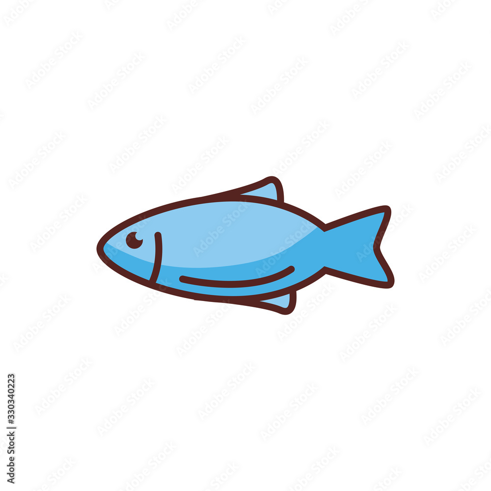 Fototapeta premium fish sea animal line color style icon