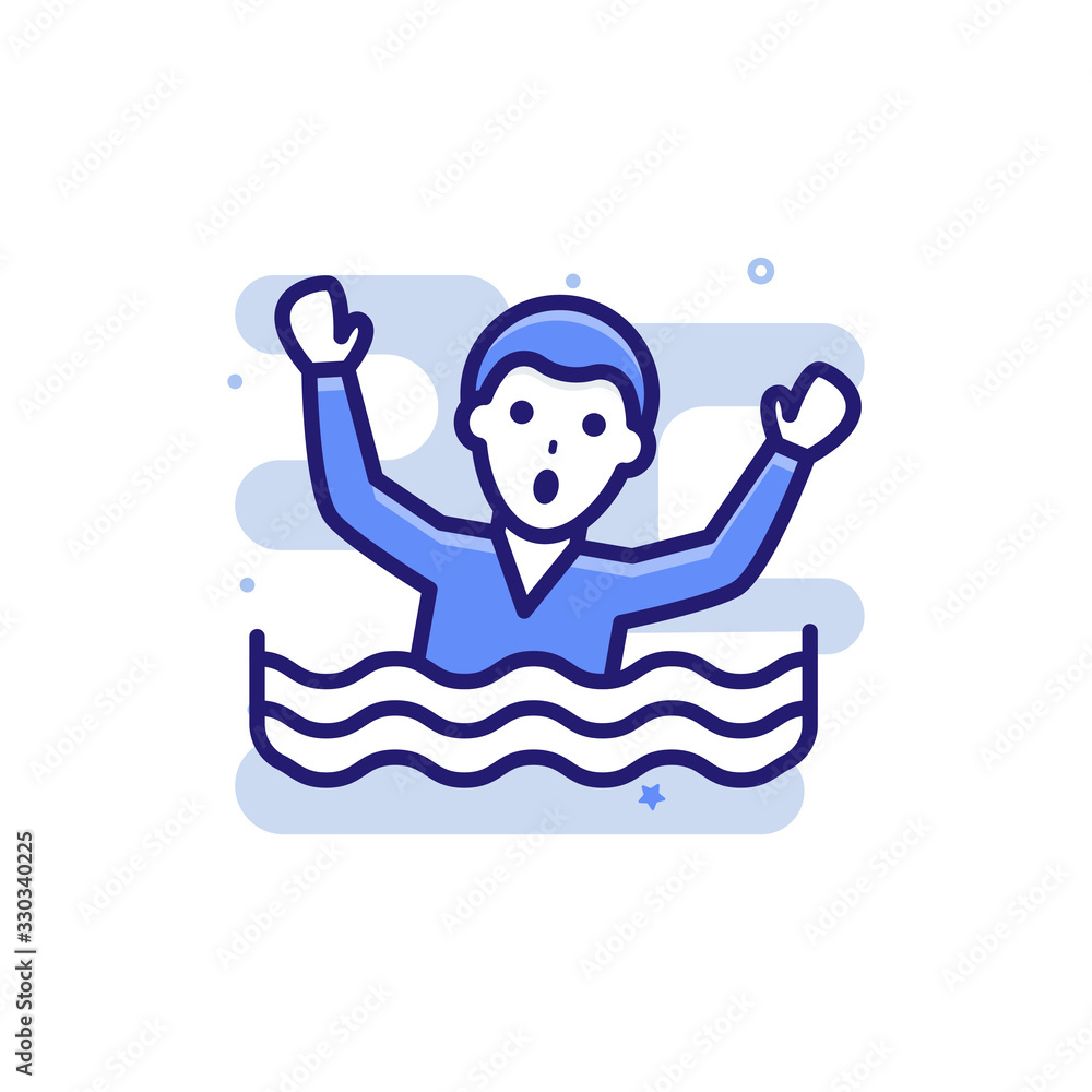 Sinking Insurance icon Filled Outline Vector Illustration.