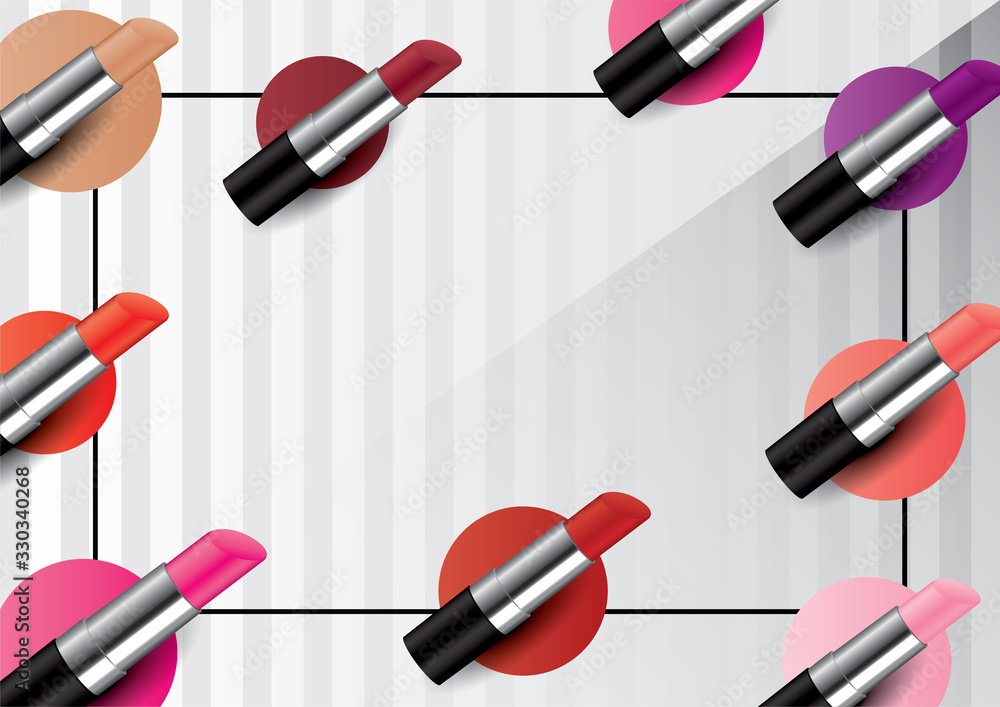 Obraz premium Lipstick vector background with copy space.