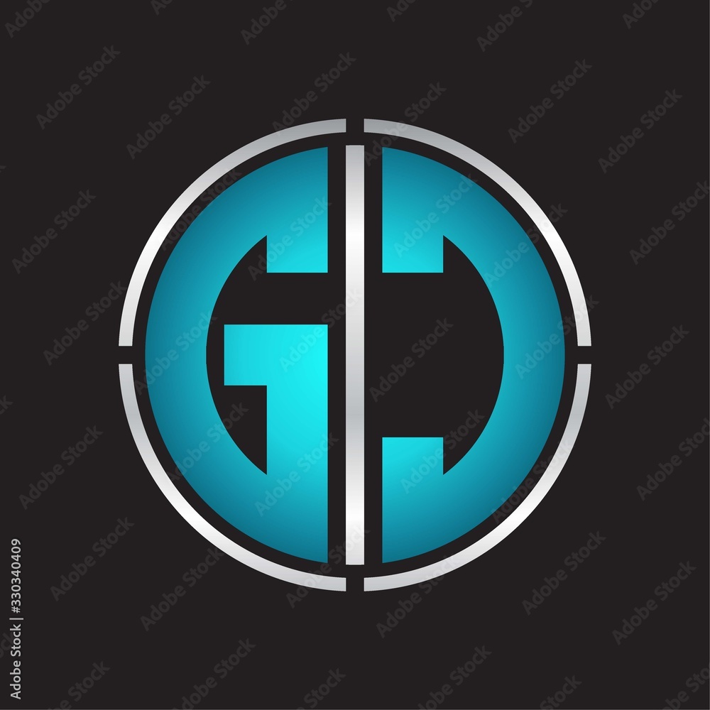 GC Logo initial with circle line cut design template on blue colors GC Logo initial with circle line cut design template on blue colors