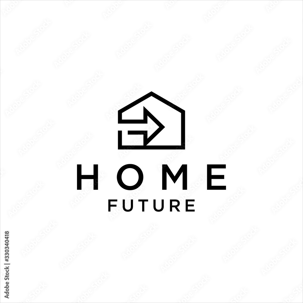 Obraz premium Arrow Initial Next Future House Logo Design Vector Modern Minimalist Graphic Clean Black Simple Creative Idea Isolated Symbol Sign Concept Icon