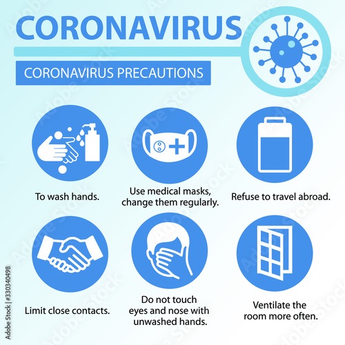 Symptoms and prevention of coronavirus disease from viruses and infections. The character has a fever, cough and other signs of respiratory illness.