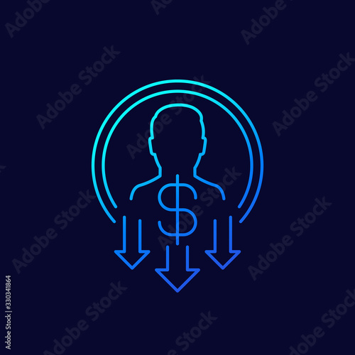 reduce labor costs linear icon