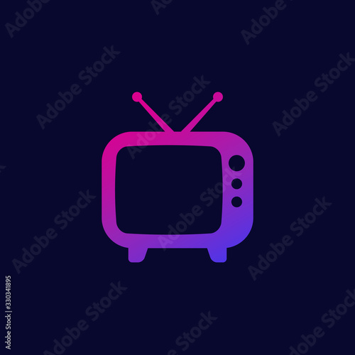 tv with antenna, old television set icon, vector
