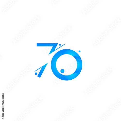70 Anniversary Celebration Gradient Blue Number Vector Template Design Illustration