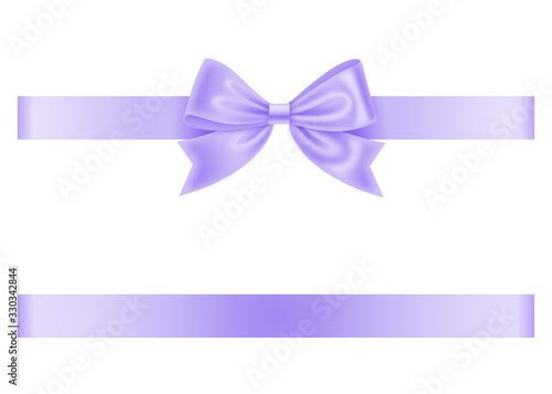 violet ribbon and bow isolated on white background